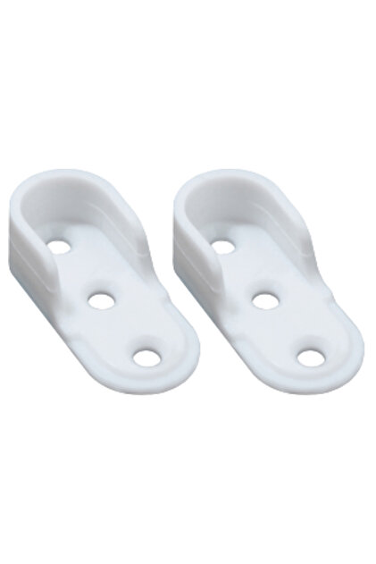 Set 2 Suporti din plastic pentru bara ovala, interior 16 mm, alb