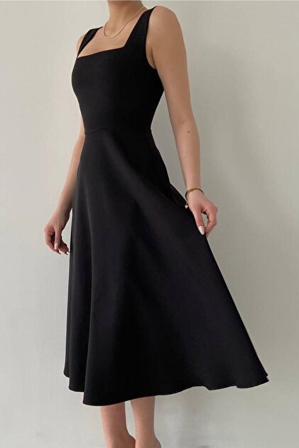 slim fitting dresses Halter Ring Detail Split Bodycon Knee-Length Dress in Black