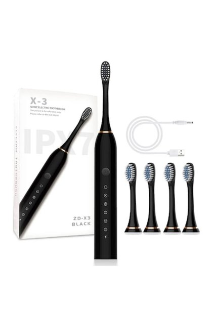 Periuță de dinți electrică X-3, Rezistentă la apă IPX7, 42000 Pulsații/Minut, 2 capete de periuță DuPont