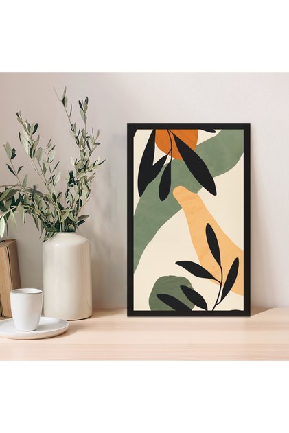 Modern Painting Navy Blue Minimal Painting with Background