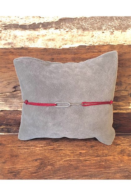 Çelik Zincirli Kırmızı Ipli, Ayarlanabilir Unisex Bileklik