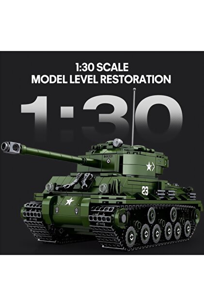 REOBRIX 1/30 M4 Sherman Tank, Teknik Blok Yapı Kiti (836 PARÇA