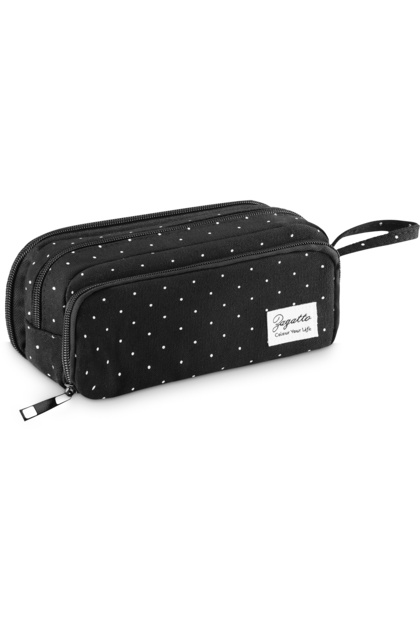 Penar școlar, Zagatto®, alb-negru, mare, 3 compartimente cu fermoar, ZG797