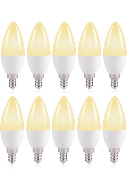 10 Pack Super Bright E14 7W Led Candle Light Bulbs Romantic Warm White (Yellow) 3000K, Energy Saving