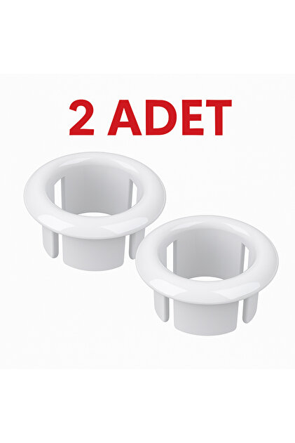 2 Adet Beyaz Lavabo Taşma Yüzüğü | Evye Taşma Deliği Kapağı | Plastik Gider Aksesuarı Uyumlu