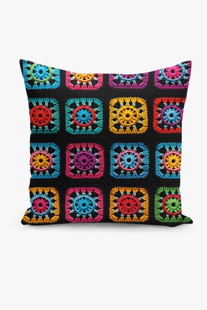 Double Sided Digital Printing Throw Pillow Cover Knitted Look Floral Pattern