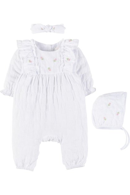 İdi̇lbaby&Mami̇no Baby Girl Floral Detailed Muslin Jumpsuit