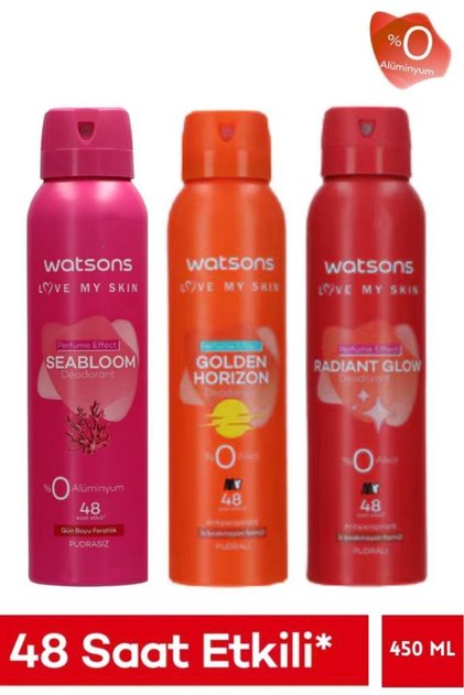 3’Lü Kadın Deodorant Seti – Seabloom Pudrasız+Golden Horizon+Radiant Glow 150 Ml
