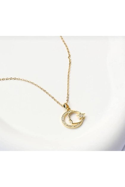 Moon Star Ataturk Silhouette Detailed Women's Necklace