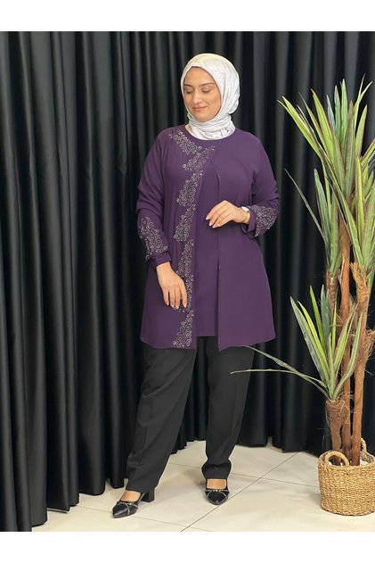 Chiffon Tunic with Stones on the Front