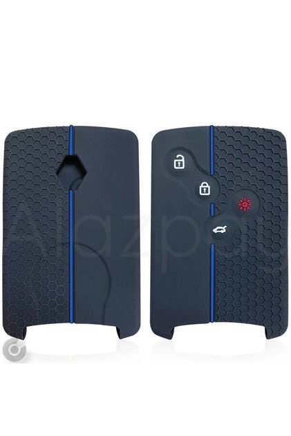Renault Compatible Clio, Megane, Captur, Koleos, Fluence, Laguna Semi-Patterned Silicone Key Cover (Blue)