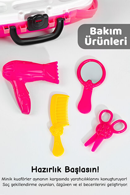 Meleni Toys 18 Parça Tekerlekli Oyuncak Kuaför Seti - Çantalı