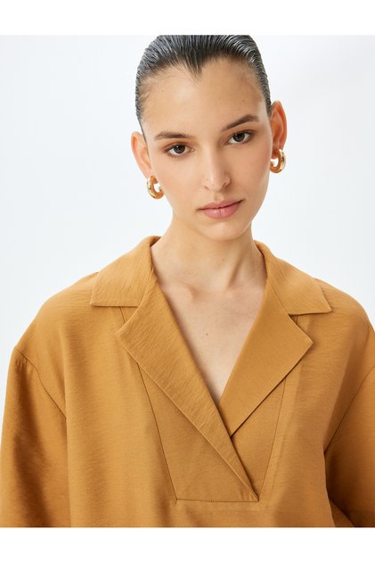 Brown Polo Neck Blouse For Women