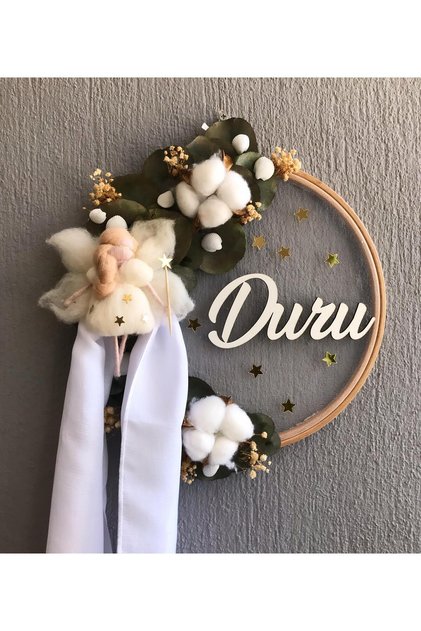 Keçe peri bebekli bebek kapı süsü