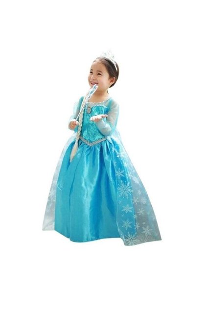 Princess Frozen Costume Dress For Girls With Flared Style Medium Size Ages7-10