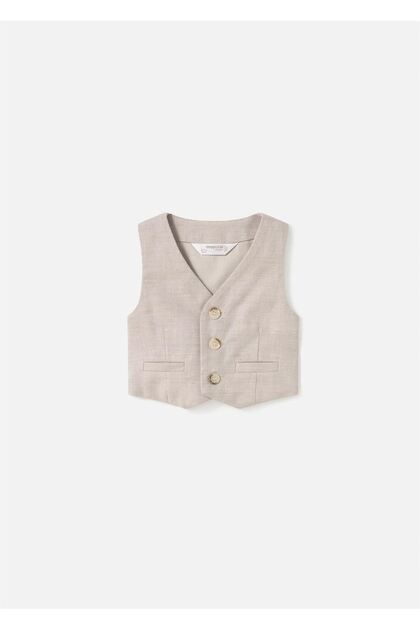 Baby Boy Linen Vest Beige 1394