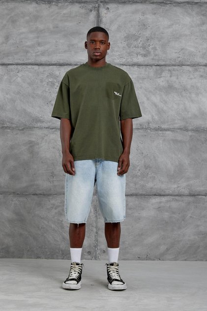 Men's T-Shirt Born to Stand Out Khaki Oversize Printed Crew Neck Thick Cotton Fabric