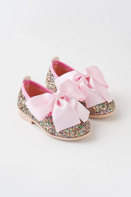 Marry Gloss Glitter Shiny and Stylish Ballerina Special Day Big Satin Bow Girls' Shoes