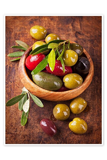 Jeronkarji Ahşap masa üzerinde zeytinli kase 500 Parça Puzzle