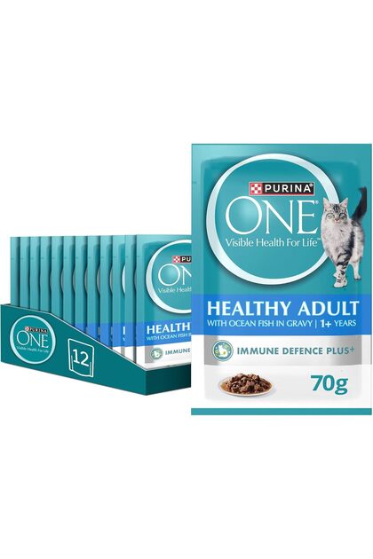 Wet Cat Food for Healthy Adult Cats with Ocean Fish, 70g, Pack of 12