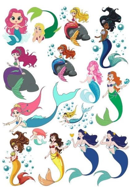 Mermaid Sticker Set-2 17 Pieces Phone, Tablet, Notebook, Laptop Sticker