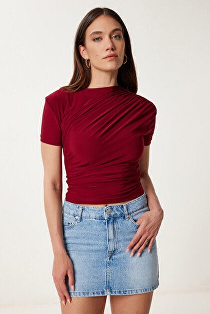 トップス Esan Happiness İstanbul Kadın Ekru Kolsuz Esnek Örme T-Shirt ZV00307
