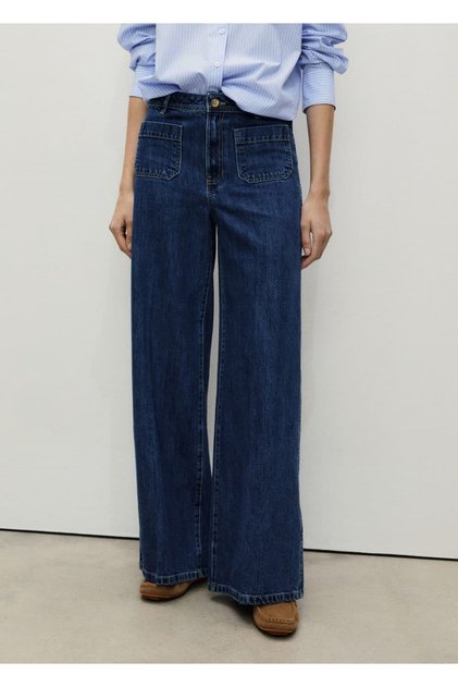 Buttoned Wideleg Jeans