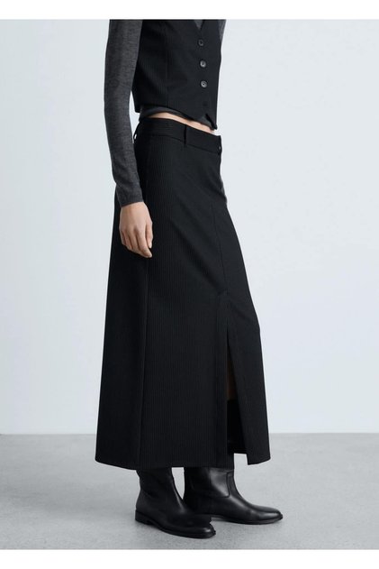 Slim Striped Fabric Skirt