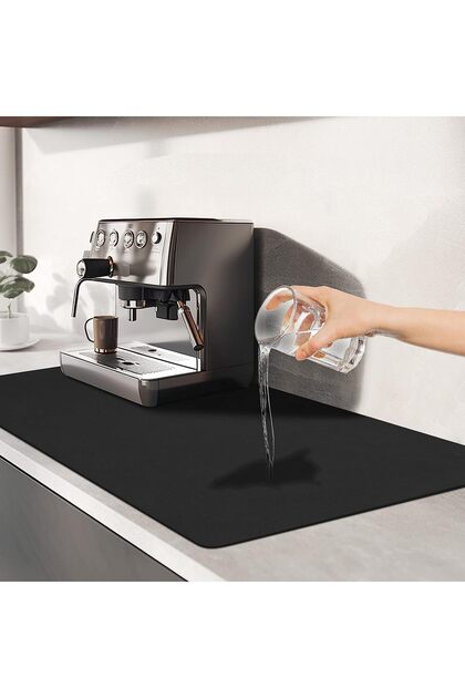 Absorbent Coffee Maker Mat,30 x 40cm Heat-Resistant Dish Drying Mat,Non-Slip Rubber Backed Kitchen Counter Protector