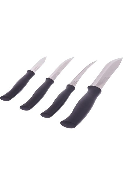 Athus 4 Pieces Knife Set with Stainless Steel Blade and Black Polypropylene Handle