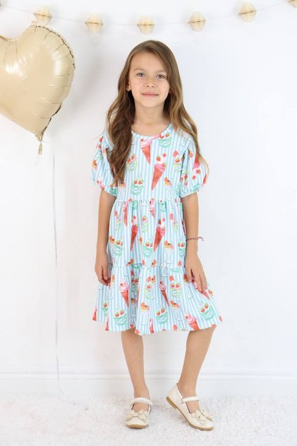 Girl Dress I Relaxed Fit Girl Dress for Summer, Stylish Design I Short Sleeve Summer Dress