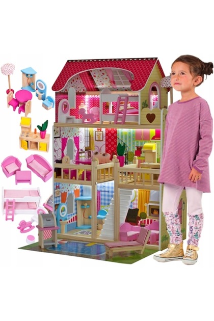 Casă de păpuși din lemn IdealStore Fabulous Residence, lumini LED, 90x60x30 cm