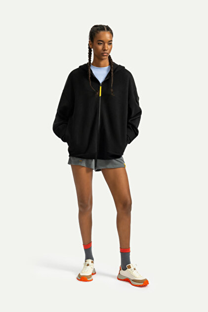 KAFT Erkek Fermuarlı Oversize Hoodie Sweatshirt - Zipoc - Tar