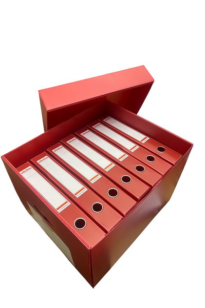 Dirilim Archive Box and Folder Set 42X35X30Cm and 7Pcs 29X5X32 Red Archive Set