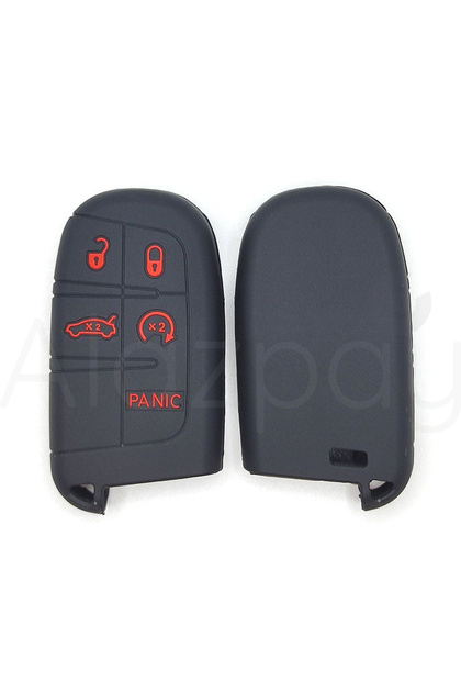 Fiat Jeep Compatible Egea, 500X, Grand, Cherokee, Wrangler, Renegade, Compass, Chrysler Flat Silicone Key Case Cover (Black Red)