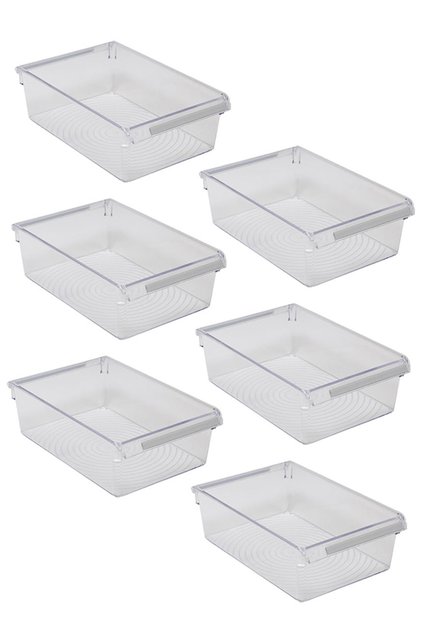 6-Piece Refrigerator Organizer Set for Inside the Cabinet Storage Containers 325*205*100 mm - Transparent