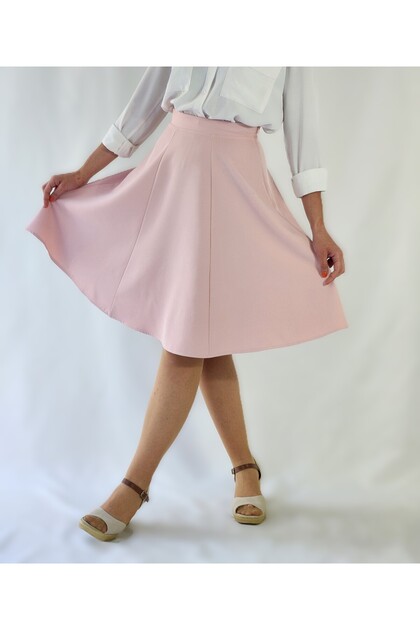 Dusty Pink Six Piece Knee Length Woven A-Line Skirt