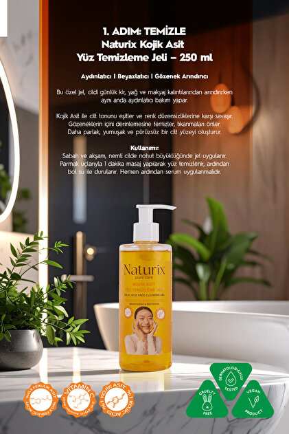 Naturix Kojik Asitli 3'lü Leke Karşıtı Bakım Seti | Yüz Temizleme