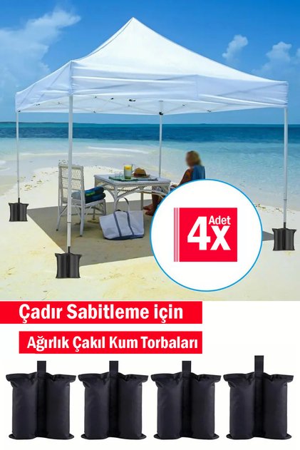4 Adet Su Geçirmez Ağırlık Kum Torbası, Çadır Açılır Tente Şemsiye Güneşlik için Bacak Ayak Ağırlığı
