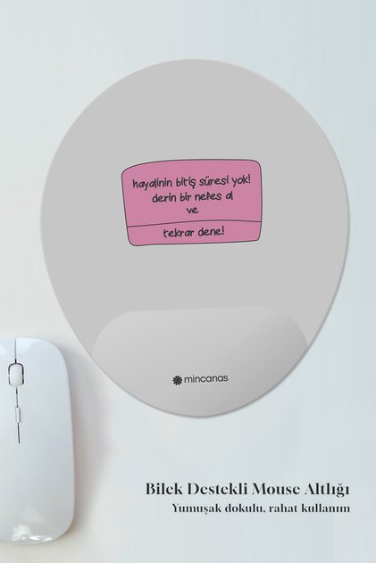 Yazılı Renkli Desenli Bilek Destekli Oval Mouse Pad Mouse Altlığı