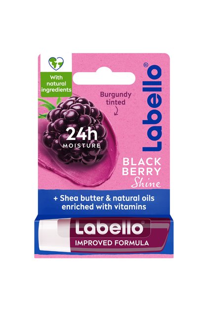 LABELLO Lip Balm Blackberry Shine, 24H Melt-In Moisture, Shea Butter & Natural Oils, 4.8G