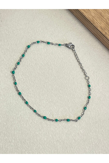 316 L Surgical Steel Anklet Foot Bracelet Green Beaded Anklet