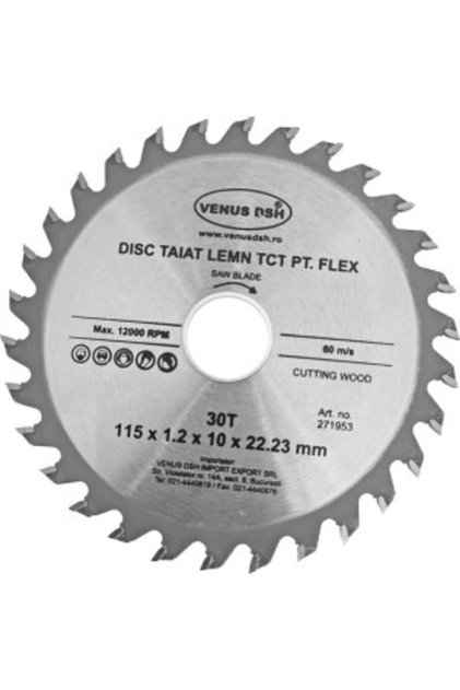 Disc Taiat Lemn Tct Pentru Flex 115X1.2X10X22.23 Mm - 30 T