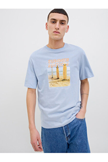Jack Jones Paros Easter Sketch Tee Ss Crew - T-shirt Uomo Bianco