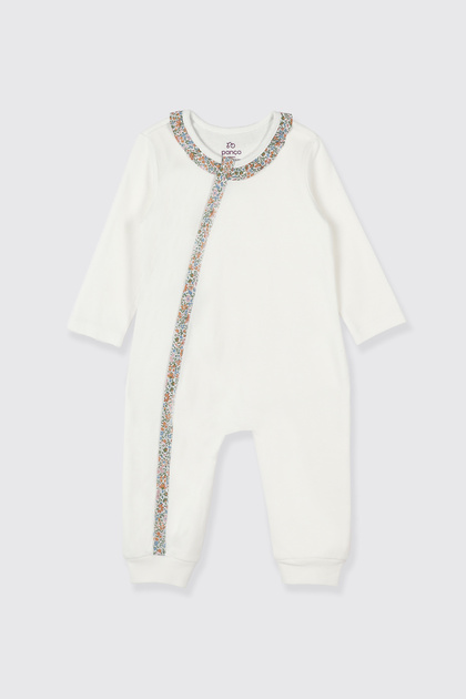 Liberty Fabric Newborn Jumpsuit with Piping Detail