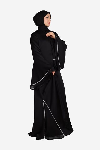 Vip Tasarım Kristal Detayli Ferace (SADECE ABAYA VE ŞAL) -