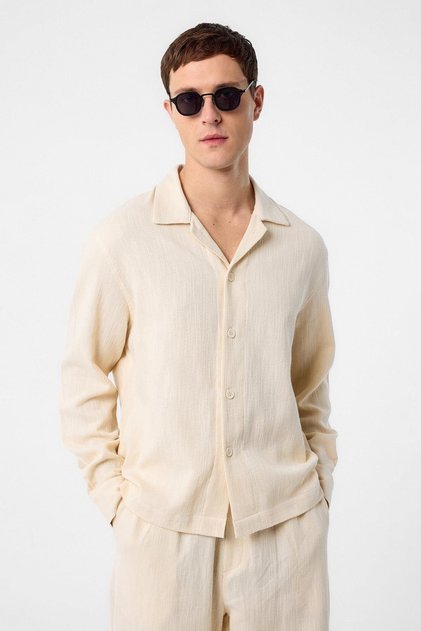 Ecru Textured Men's Shirt