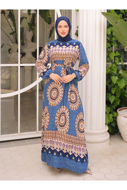فستان حجاب - أزرق - SAHRA BUTIK
