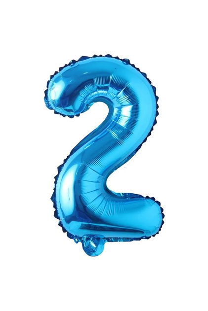 Balon din folie metalizata, Cifra 2, aniversare, 80 cm, Albastru