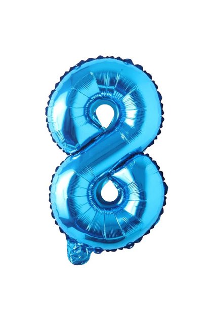 Balon din folie metalizata, Cifra 8, aniversare, 80 cm, Albastru